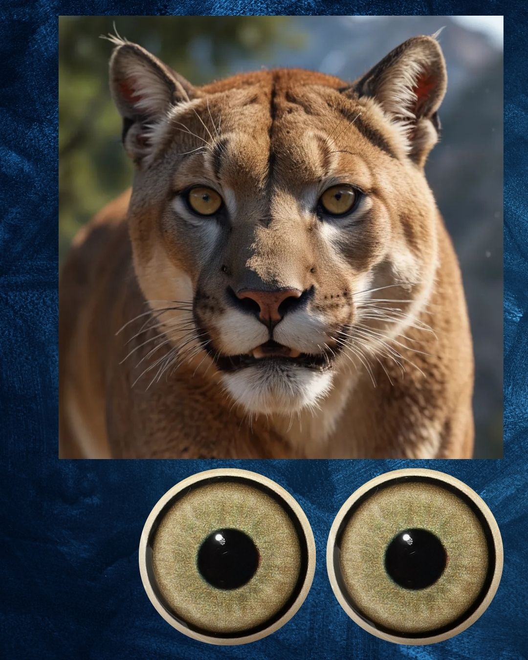 Mountain Lion Eye - Large pupil with light yellow brown Iris (MLBG-LP)