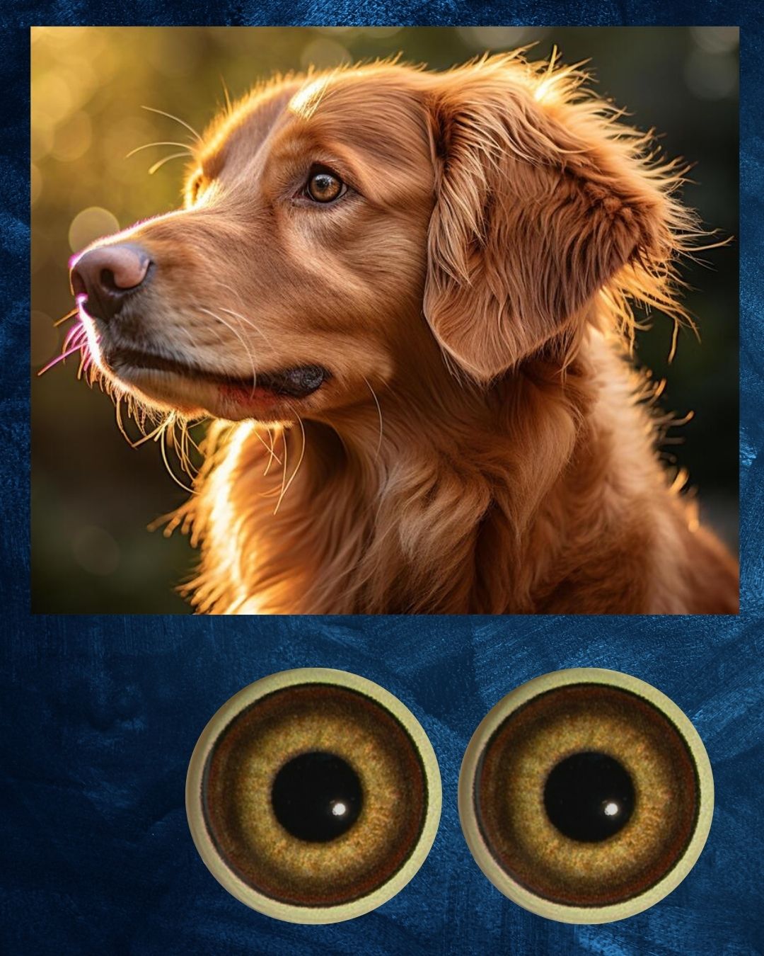 Domestic Dog Eye - Round Pupil with two toned yellow to brown Iris (DdogY)