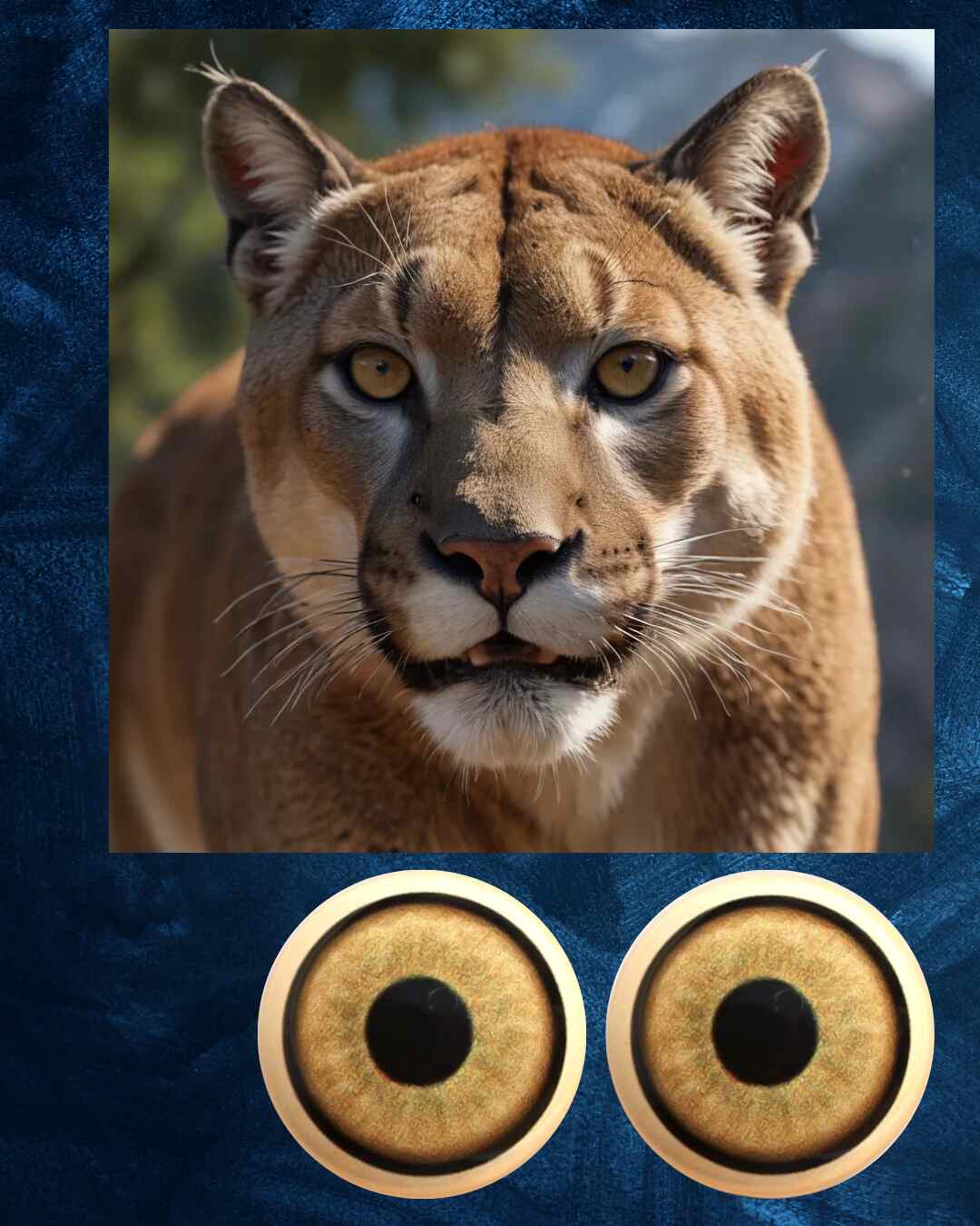 Mountain Lion Eye - Large pupil with light yellow brown Iris (MLBG-LP)